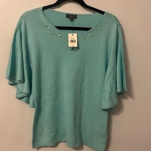 Women’s NWT Limited Collection Aruba Blu sweater Sz Sm cascading short sleeved